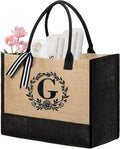 BeeGreen Embroidery Monogram Initial Tote Bag for Women Teacher Mom Friend Personalized Gift for Birthday Beach Wedding Work