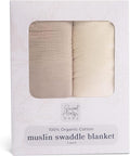 Sweet Acorn Muslin Swaddle Blanket – Soft Cotton Muslin Baby Blanket for Newborns, Infants, and Toddlers, All-Season Comfort Baby Essential - Grey, White