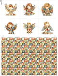 ‍ Patchwork Angel Cotton Fabric Panel – 6 Designs (10×10 inch Each) + Bonus Sheet 29.5×19.6 inch, 100% Cotton 140 GSM, Made in Türkiye