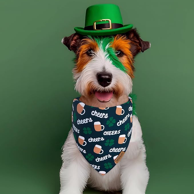 THLOH St. Patrick's Day Dog Bandana - 2 Pack Triangle Shamrock Dog Bandanas, Reversible Lucky Pet Scarf for Boys & Girls, Premium Durable Fabric, Holiday Bandana for Large & Extra Large Dogs (X-Large)