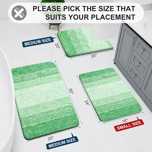 Arotive Microfiber Bathroom Rugs, Shaggy Soft and Absorbent Bath Rug, Non-Slip, Thick Plush Machine Washable Dry Bath Mats for Bathroom, Tub and Shower, 47x24, Green, Rectangular