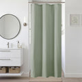 Ebesto Sage Green Stall Shower Curtain 36 x 72 Inch, Textured Soft Fabric Waffle Narrow Size Modern Shower Small Curtain for Bathroom Hotel, Machine Washable, Water Resistant, 36Wx72L Inches