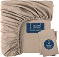 LANE LINEN Twin XL Fitted Sheet, 100% Organic Cotton 2-Piece Set (1 Fitted Sheet, 1 Pillowcase), Percale Weave, Bottom Sheet, Soft, Breathable, Fits Mattress Upto 15" Deep - Taupe (No Flat Sheet)