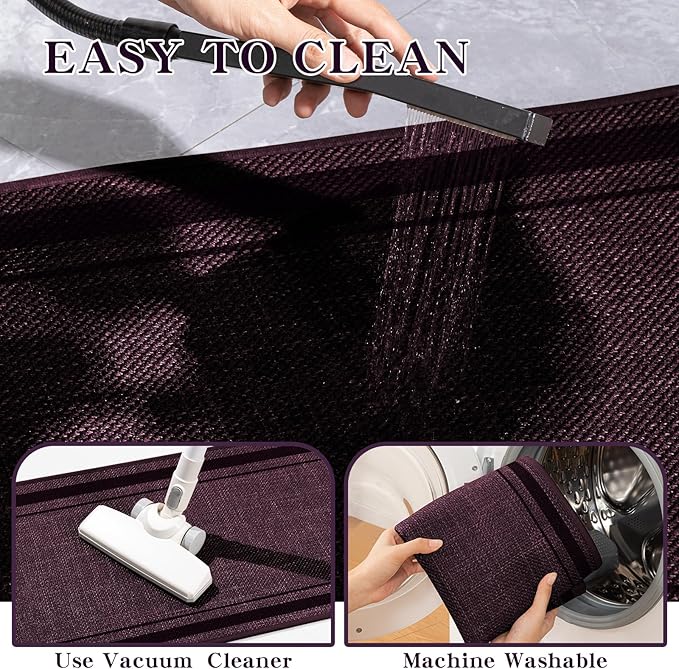 chakme Bathroom Rugs Mat 32x17, Ultra Thin Non Slip Bath Mat Quick Dry Absorbent Bath Mat for Bathroom Floor, (Dark Purple, 32"x17")