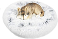 Mr. Peanut's OrthoPlush Two Tone Extra Fluff Faux Fur Donut Pet Bed (Medium, Snowflake)
