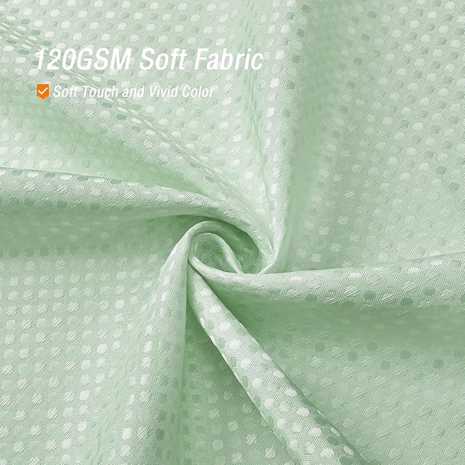 Gibelle Waffle Weave Shower Curtain with Mesh Top Window and Hooks Set, Spa Like Hotel Style Fabric Shower Curtain for Bathroom, Mint Green, 72x72