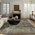 Washable Living Room Area Rug: 5x7 Rugs for Bedroom Vintage Stain Resistant Non Slip Low Pile Lightweight Boho Carpet for Kitchen Dining Room Farmhouse Kids Room Nursery