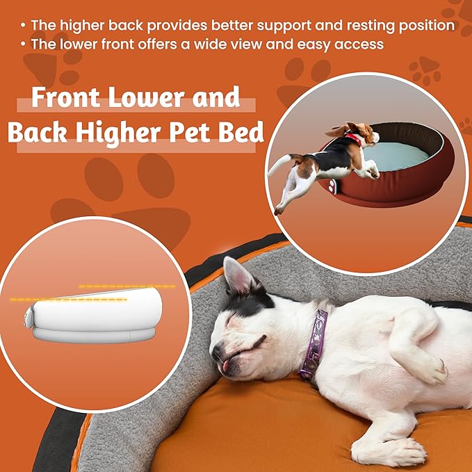 LELEFIDO Round Orthopedic Dog Bed for Large Dogs, XL Foam Support Pet Bed with Soft, Comfortable Cushion for Anxiety Relief, Removable & Machine-Washable Cover, Cozy Sofa-Style Bed for Dogs