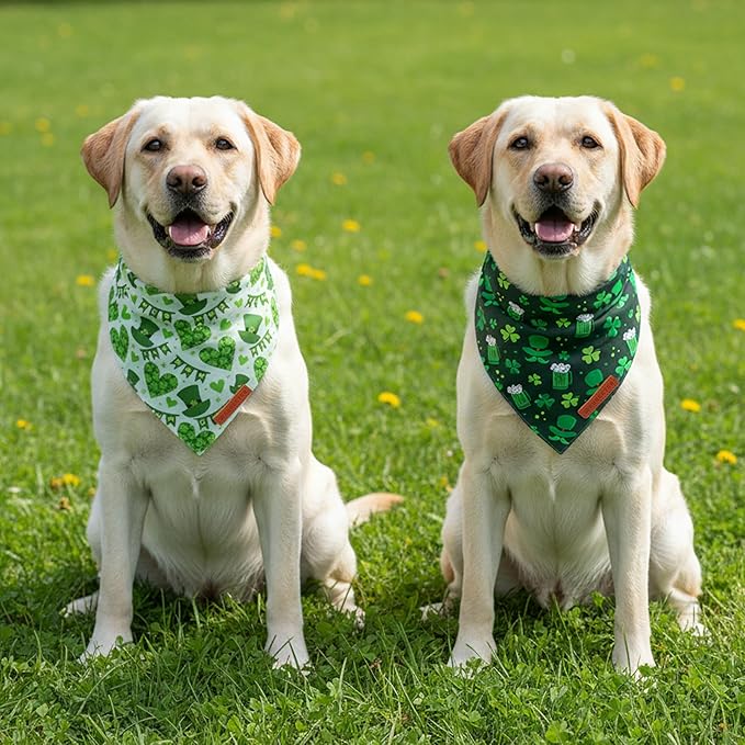 ADOGGYGO St Patricks Day Dog Bandana, Green Shamrock Pet Scarf, Premium Fabric, St Patrick Bandanas for Extra Large Dogs (X-Large)