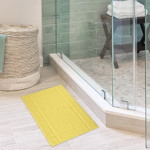 Ample Decor Cotton Bath Mats 34 X 20 Inches, 1350 GSM Oeko Tex Certified Solid Construction Thick & Plush, for Bathroom Floor, Shower – Yellow