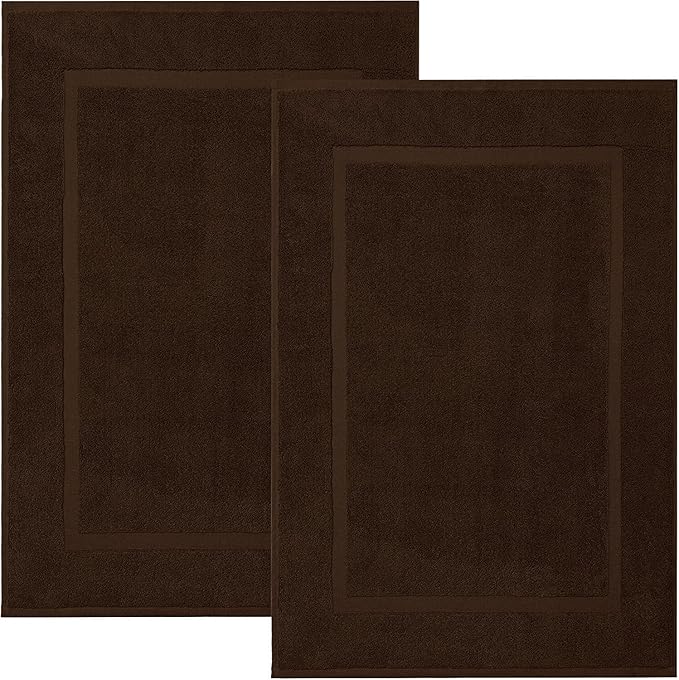 RIVERSIDE Bath Mat Set of 2 - Brown Bath Mats 21x34 Inches, Not a Bathroom Rug, 100% Ring Spun Cotton, Super Soft & Highly Absorbent Bathroom Floor Mats