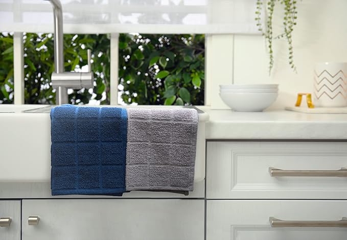 Mellow Buff 100% Cotton Terry Dish Cloth & Dish Towel, 6 Pack, Super Soft and Absorbent Kitchen Towels, Perfect for Kitchen Cleaning and Dish Washing (Assorted 6 Pack)
