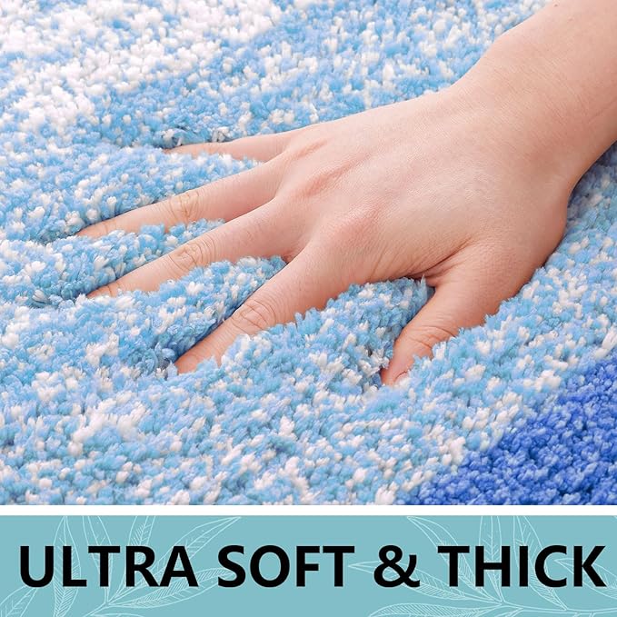 Arotive Microfiber Bathroom Rugs, Shaggy Soft and Absorbent Bath Rug, Non-Slip, Thick Plush Machine Washable Dry Bath Mats for Bathroom, Tub and Shower, 47x24, Light Royal Blue, Rectangular