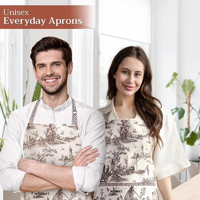 Maison d' Hermine 100% Cotton Apron for women with Pocket Kitchen Chef Apron for Men Cooking Gardening Server Waitress