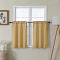 Lecloud Bessie Gold Kitchen Curtains 30 Inch Length 2 Pcs, Light Filtering Cafe Short Curtain Tiers, Dual Rod Pocket Window Treatments for Bedroom Basement Bathroom, Each 30 W x 30 L