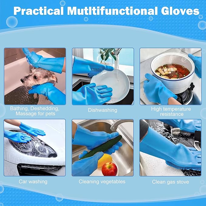 SUKETIL Pet grooming gloves,Dog washing gloves with High-Density Teeth with Five Finger Design to bathing and Massage for Dog