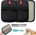 QVJFZUD Pet Hair Removal Glove for Small Hands, 2Pcs Electrostatic Dog Cat Hair Remover Gloves for Furniture Car Seat Couch, Reusable Grooming & Shedding Tool with Free Steel Comb & Toothbrush