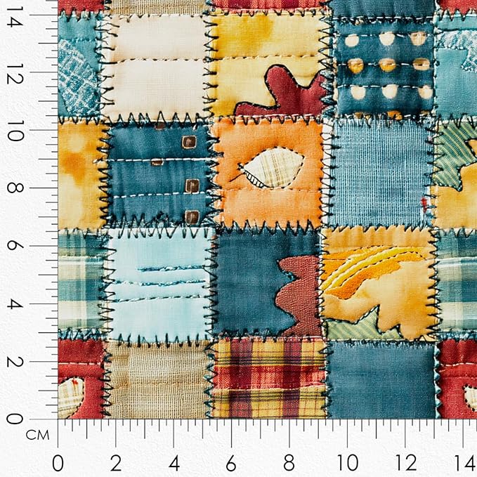Patchwork Dinosaur Cotton Fabric Panel – 6 Designs (10×10 inch Each) + Bonus Sheet 29.5×19.6 inch, 100% Cotton 140 GSM, Made in Türkiye