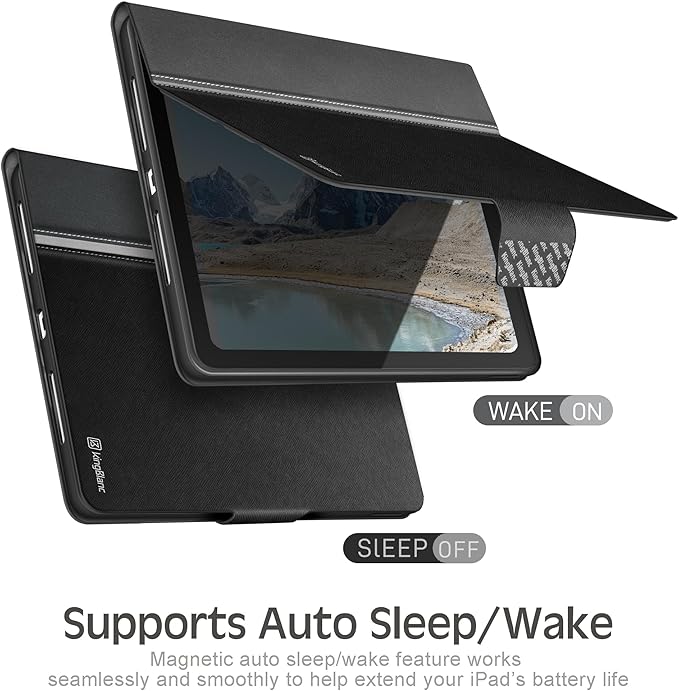 KingBlanc Case for iPad (A16) 11th Generation 11 Inch 2025, iPad 10th Gen 10.9 Inch 2022 with Pencil Holder, PU Leather Protective Cover, Auto Sleep/Wake, Viewing/Typing Angle, Magnetic Clasp, Black