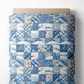 Winter Blue Patchwork Cotton Fabric – Premium Turkish Printed Cotton 140 GSM, Pre-Cut 61 x 36.6 Inches, Quilting & Sewing Fabric for Crafts, Home Decor & DIY Projects