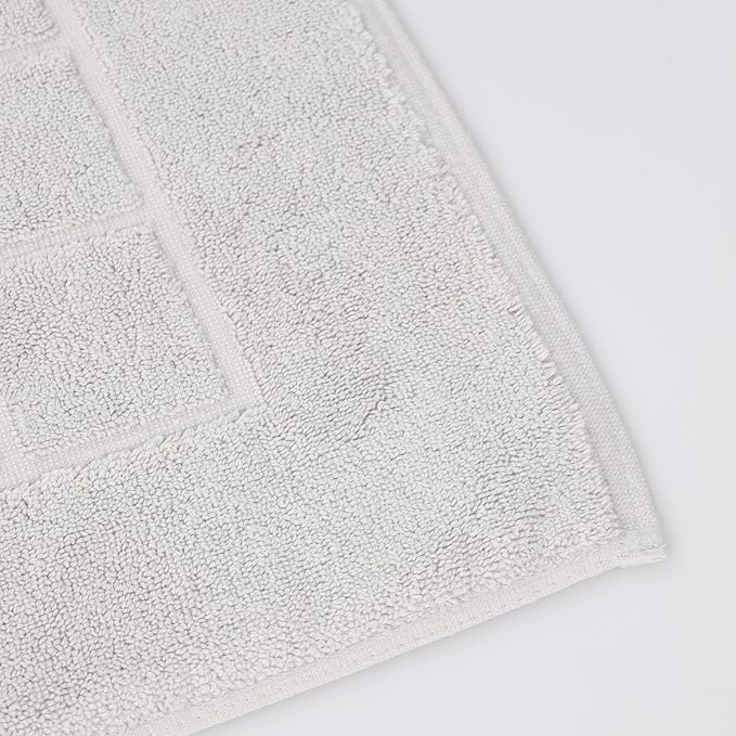 Superior 100% Cotton Bathmat Set, Bath Mats, Bathroom Decor, Shower, Bathtub Essentials, Home Accessories, Small Washable Rug, No Backing, Heavyweight, Nora Collection, Set of 2, 22" x 35", Silver