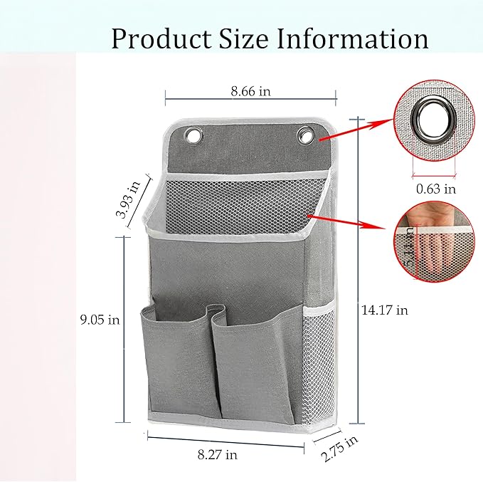 Someteth Hanging Basket for Organizing, Wall Organizer with Pockets and Over The Door Organizer，Can for Home, Closet, Office and Camper (2 Grey)