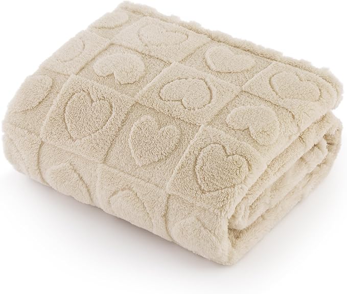Bedsure Dog Blankets for Large Dogs Washable - Fluffy Fuzzy Cat Puppy Blanket for Couch with Premium 300GSM Coral Fleece Soft for Pet Kitten Doggy, White, 50x60IN