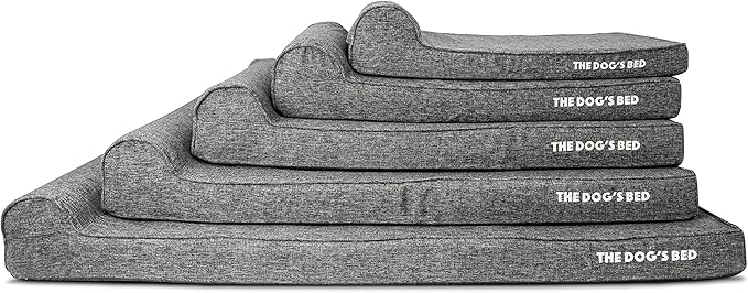 The Dog’s Bed Orthopedic Headrest Dog Bed XL Grey Linen, Memory Foam, Pain Relief for Arthritis, Hip & Elbow Dysplasia, Post Surgery, Lameness, Waterproof Washable Cover, Veterinary Approved
