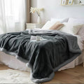Bedding Aid Waterproof Blanket Double Size - Sherpa Fleece Reversible Throw, Soft Warm Leak-Proof Bed & Couch Protector for Kids, Pets & Everyday Spills (Charcoal Grey/Silver Grey, 85x90)