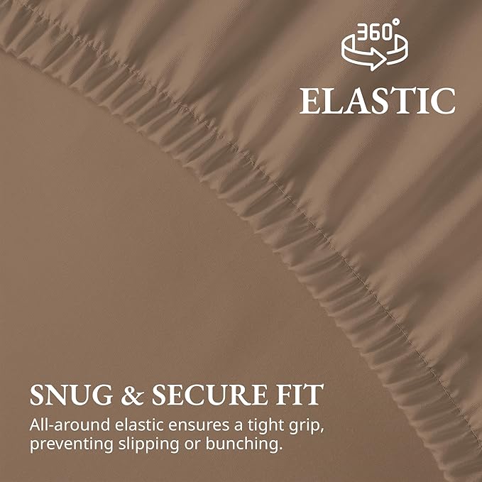 Lane Linen 100% Egyptian Cotton King Size Fitted Sheet Only (79"x81" + 16") - Elegant Sateen Weave, Ultra Soft, Breathable, Highly Durable, Deep Pockets Upto 17" - Taupe