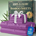 DECOLURE 100% Viscose Derived from Bamboo Sheets Queen Size - Luxury 6 Pc Naturally Cooling Sheets, Ultra Soft Bed Set - Deep 17" Pockets, Durable Double Stitching, Oeko Tex Standard (Purple)