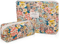 2PC Makeup Bag Set, Cute Cosmetic Bag for Women Girls, Floral Coquette Aesthetic Toiletry Bag, Travel Make Up Organizer Bag (South Twigs Flower)