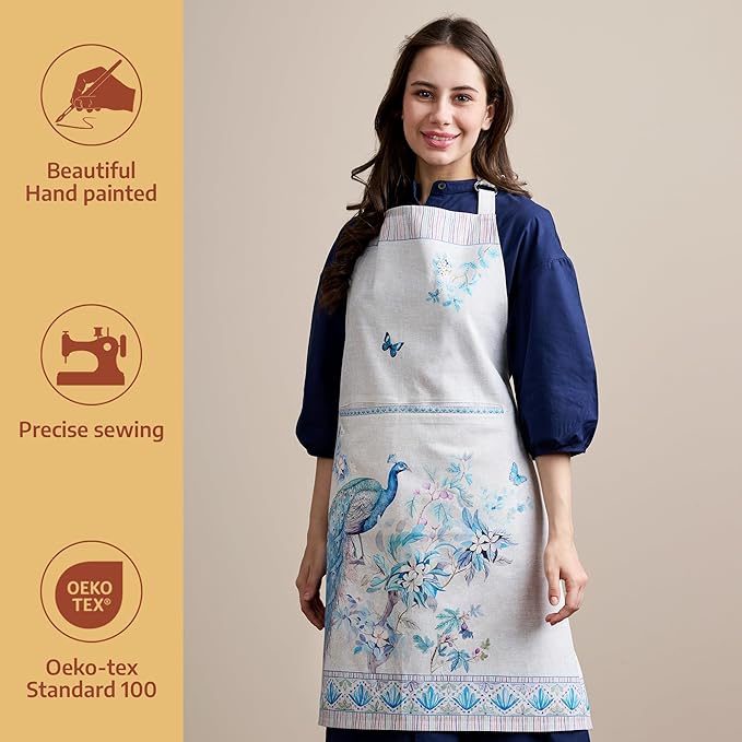 Maison d' Hermine 100% Cotton Apron for women with Pocket Kitchen Chef Apron for Men Cooking Gardening Server Waitress