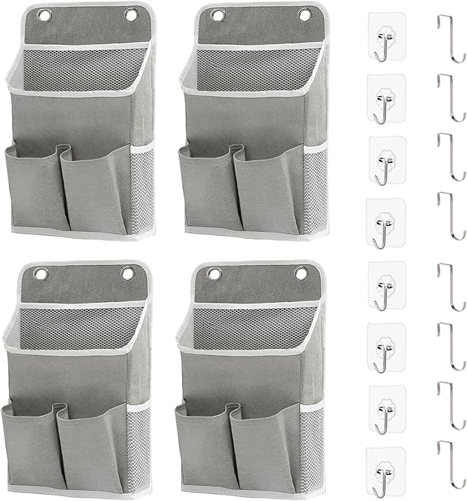 Someteth Hanging Basket for Organizing, Wall Organizer with Pockets and Over The Door Organizer，Can for Home, Closet, Office and Camper (4 Grey)