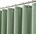 meioro Sage Green Shower Curtain, Waffle Weave 256GSM Heavy Duty Textured Fabric Shower Curtains for Bathroom Hotel Spa, Luxury Weighted Polyester Cloth Bath Curtain Set with 12 Hooks, 72Wx72H