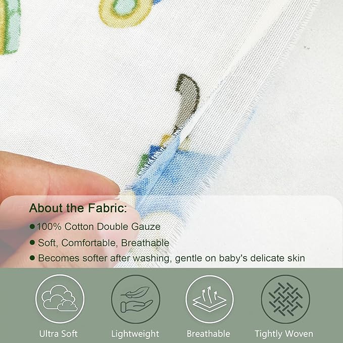 OWLOWLA Muslin Swaddle Blankets for Baby Boys Girls,2 Pack Baby Swaddle Blanket 45x45 Inches,Muslin Cotton Receiving Blanket Wrap for Unisex Newborn(Baby Boy&Dino)