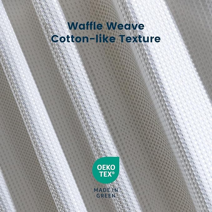 SLEEP ZONE Shower Curtain Liner, Waffle Shower Curtains for Bathroom, Heavy Duty Thick Fabric Shower Curtains - 285GSM Luxury Weighted Polyester Bath Curtain, 72" × 80" (Pure White)