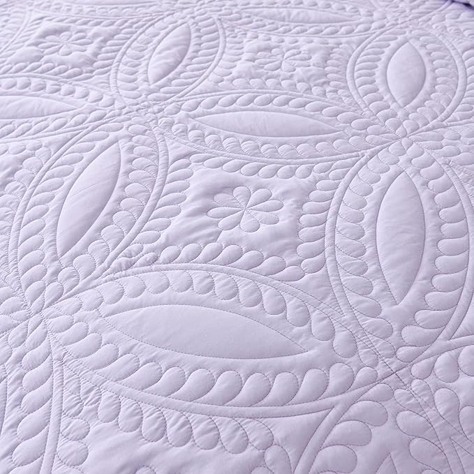 Cmfshape Oversize King Bedspread 120"x120",3 Piece California King Quilt,Lightweight Lavender Bed Quilt Set for All Season,Modern Coin Pattern Bedding Set