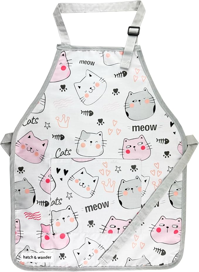 hatch & wander Kids Apron | Fun Kids Aprons for Cooking or Gardening | 4 Fun Designs & 2 Sizes | Kids Painting Apron