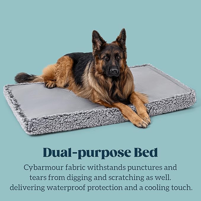 PELZIN Stoutwool 4" Indestructible Dog Bed - Orthopedic Chew Proof Dog Crate Pad - Fluffy Kennel Mat for Aggressive Chewers - Ideal for Extra Large Breeds & Fits 48-Inch Crate - 47"x29", Charcoal