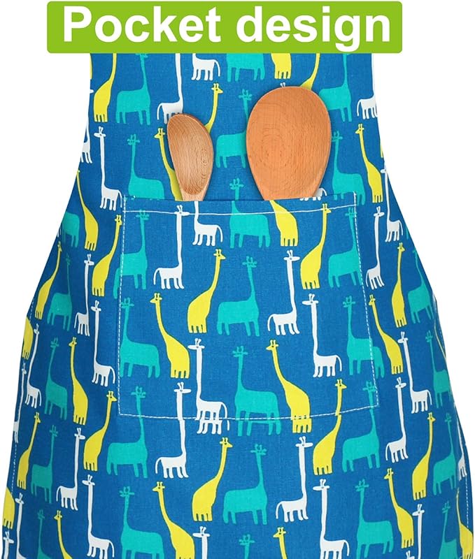 Jennice House Kids Aprons, Cotton Children Aprons with Adjustable Neck Strap Child Chef Aprons