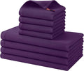 Homaxy 100% Cotton Kitchen Towels and Dishcloths Set - 8 Pack Waffle Weave Soft and Absorbent Dish Towels - 26 X 16 Inch and 12 X 12 Inch - Eggplant