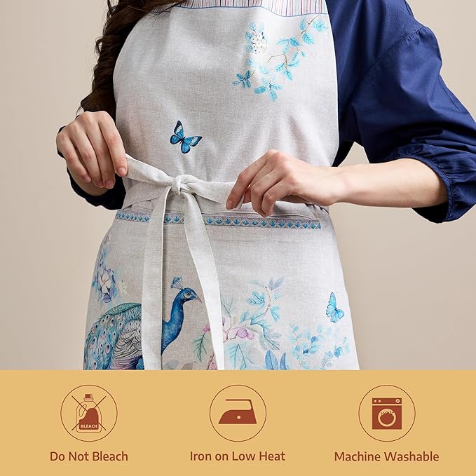 Maison d' Hermine 100% Cotton Apron for women with Pocket Kitchen Chef Apron for Men Cooking Gardening Server Waitress