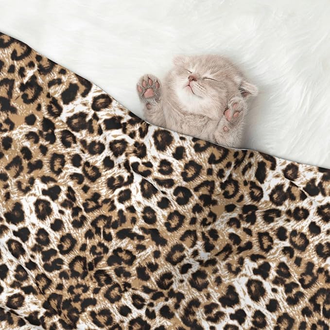 ENSFTF Pet Blanket,Warming Ultra Soft Warming Mat for Indoor Pet Beds & Furniture Reversible Blanket Machine Washable 27.6 * 19.7Inch,Leopard Print