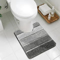 COSY HOMEER Toilet Rugs U-Shaped 24"x20", Ultra Soft Absorbent Bath Mat with Non-Slip TPR Backing, Machine Washable Shaggy Rug for Toilet, Dark Gray