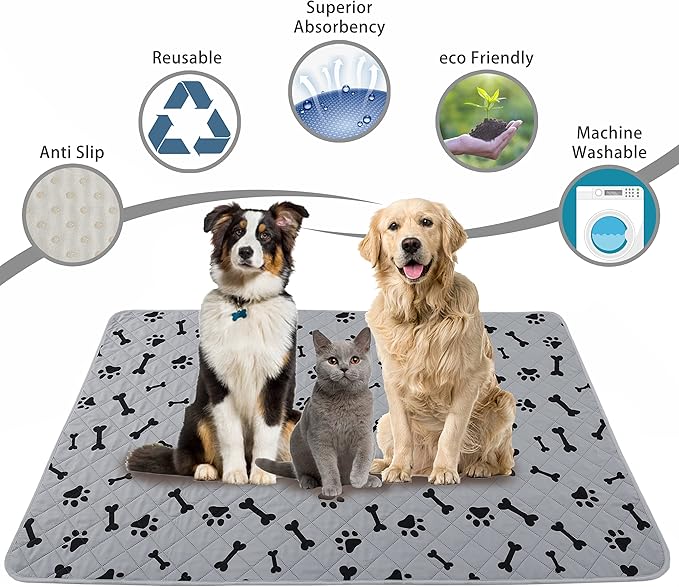 Dog Crate Pee Pads - Wahable Dog Rugs Non-Slip Puppy Pads for Small Dogs, Water Absorb Training Pads (2030 Gray)