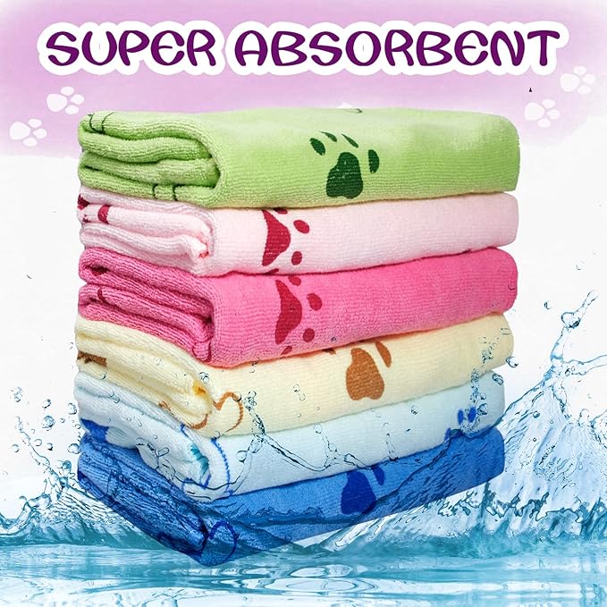 SENONAPO 30 Pcs Dog Towels for Drying Dogs Bulk 20 x 40 Inch Quick Drying Pet Bath Towels Colorful Pet Grooming Towel Absorbent Microfiber Towel for Small Medium Large Dog Puppy Cat