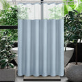 Gibelle Waffle Weave Shower Curtain with Mesh Top Window and Hooks Set, Spa Like Hotel Style Fabric Shower Curtain for Bathroom, Fog Blue, 72x72