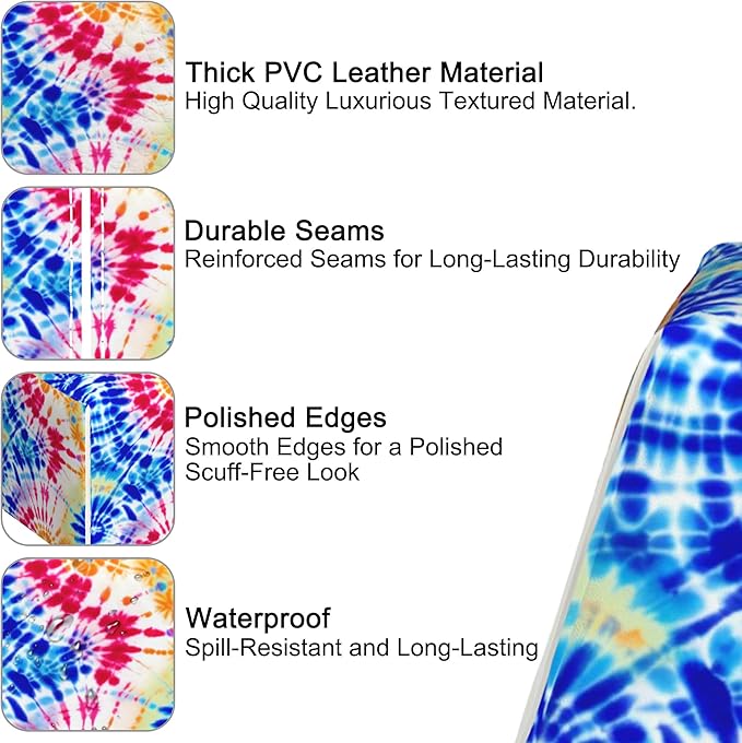 Rainbow Tie Dye Swirl Tissue Box Cover Square,Tissue Box Holder with Belt Bottom,Stylish Leather Napkin Holder for Vanity Countertop,Nightstands,Office Desk,5.2"×5.2"×5.2"