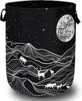 Mountain Laundry Basket Foldable With Handles Deer Bear Moon Tote Bag Oxford Cloth Funny Laundry Hamper Clothes Storage Bucket Toy Organizer For Bathroom/Laundry/Bedroom 18.9" x 16.5 "